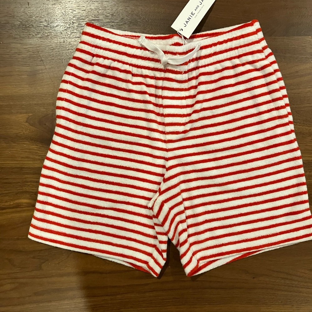Janie and Jack Red and White Striped Shorts - Picture 2 of 4